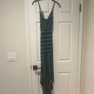 Michael Stars Teal and Navy High Low Striped Dress